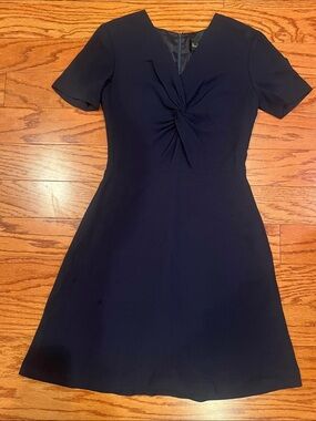 Nicole Miller Navy Twist-Front Dress